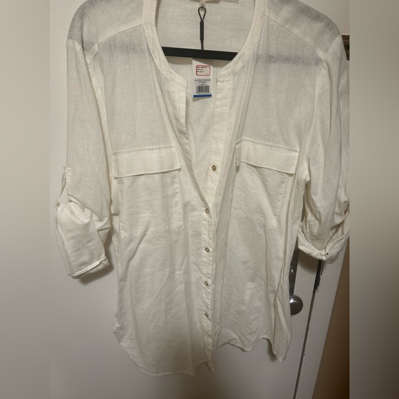 Calvin Klein linen button down top - Picture 1 of 6